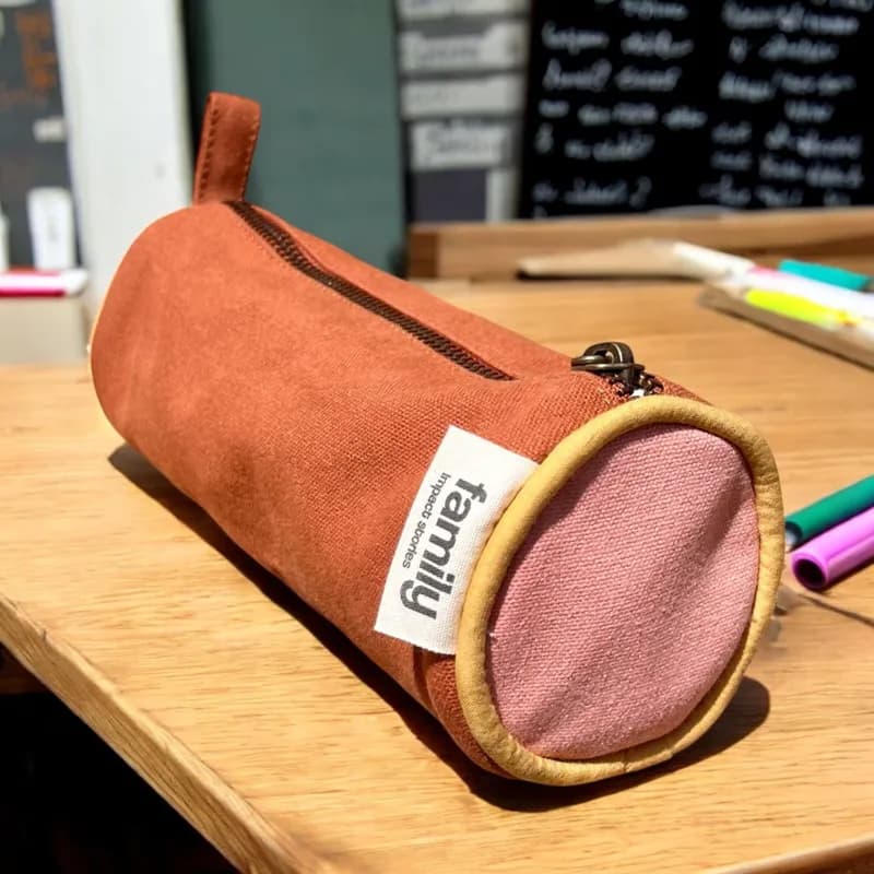 Estuche para lápices, estuche escolar rosa/chocolate
