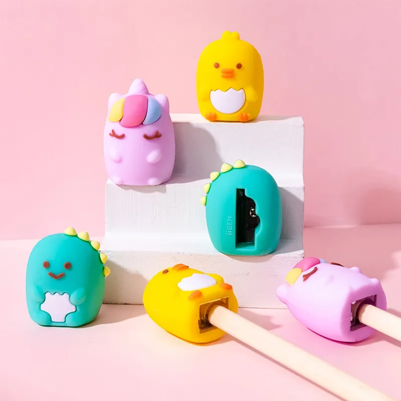 Sacapuntas Kawaii 3D con diseño de animales fantásticos - Variaciones: Unicornio / Dinosaurio / Pollito