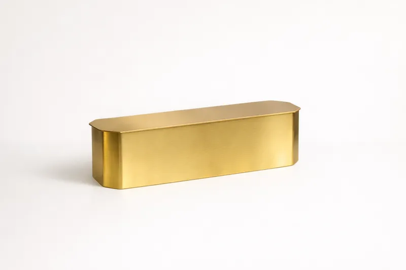 Caja de almacenamiento de hierro dorado con acabado EPL