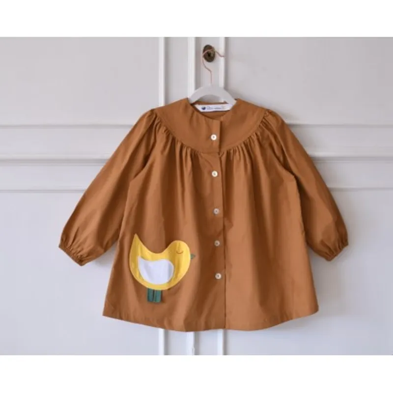 Blusa colegial pajarito - Marrón caramelo