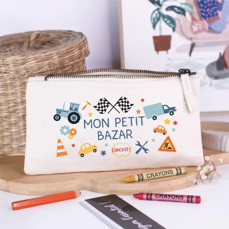Estuche escolar "Mi pequeño bazar" - Coche y máquina
